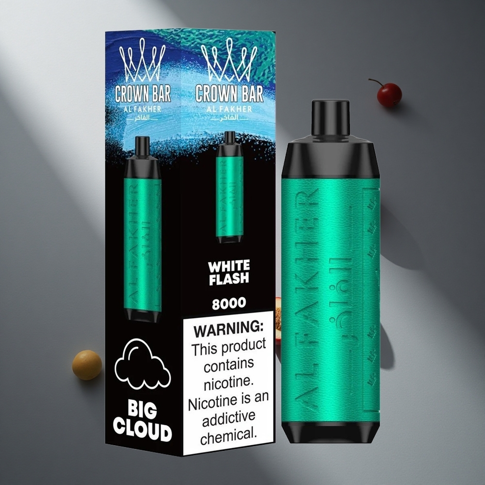 Blanco Destello Al Fakher Crown Bar 8000 Cristal Desechable con 18ml de Líquido y 5mg de Nicotina Peru wholesale