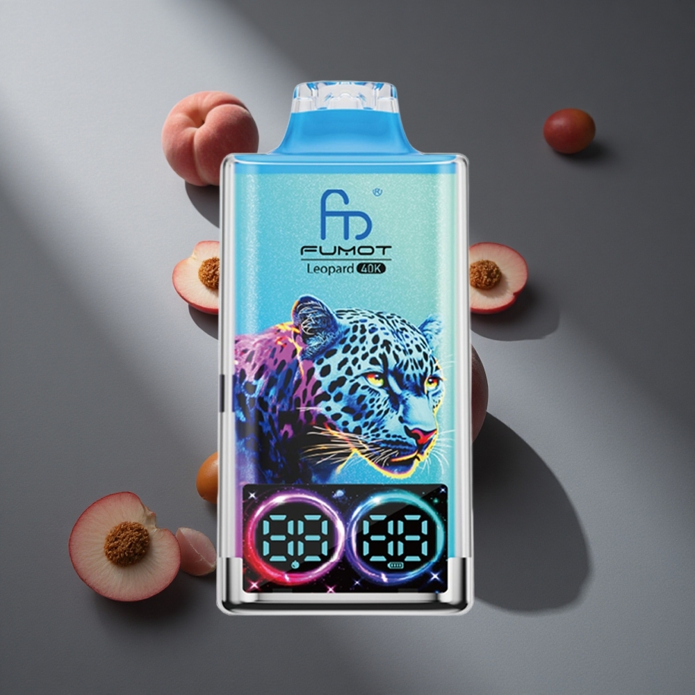 Durazno Baya Fumot Leopard 40K Puffs Dual Malla y Pantalla Digital de Aceite Peru wholesale