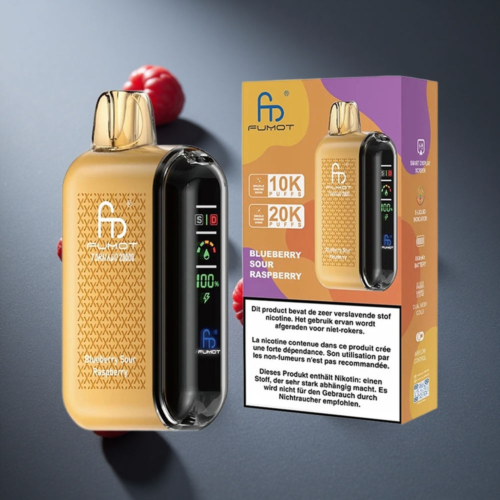 Arándano Agrio Frambuesa Fumot Tornado 20000 Caladas Batería Recargable 850mAh Pantalla Inteligente Peru wholesale