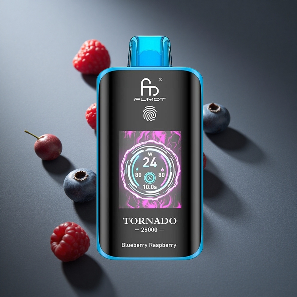 Arándano Frambuesa Fumot Tornado 25000 Puffs Pantalla HD Batería Recargable 700mAh Peru wholesale