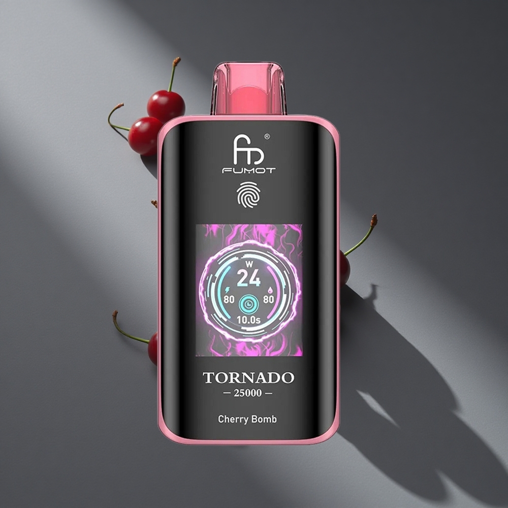 Bomba Cereza Fumot Tornado 25000 Puffs Pantalla HD 20ml E-líquido Peru wholesale