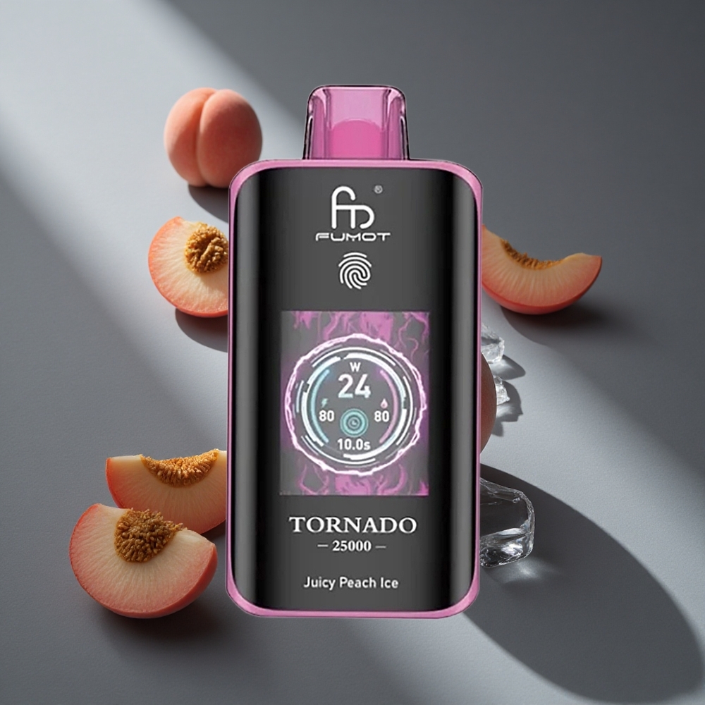 Durazno Jugoso Helado Fumot Tornado 25000 Puffs Pantalla HD Batería Recargable 700mAh Peru wholesale