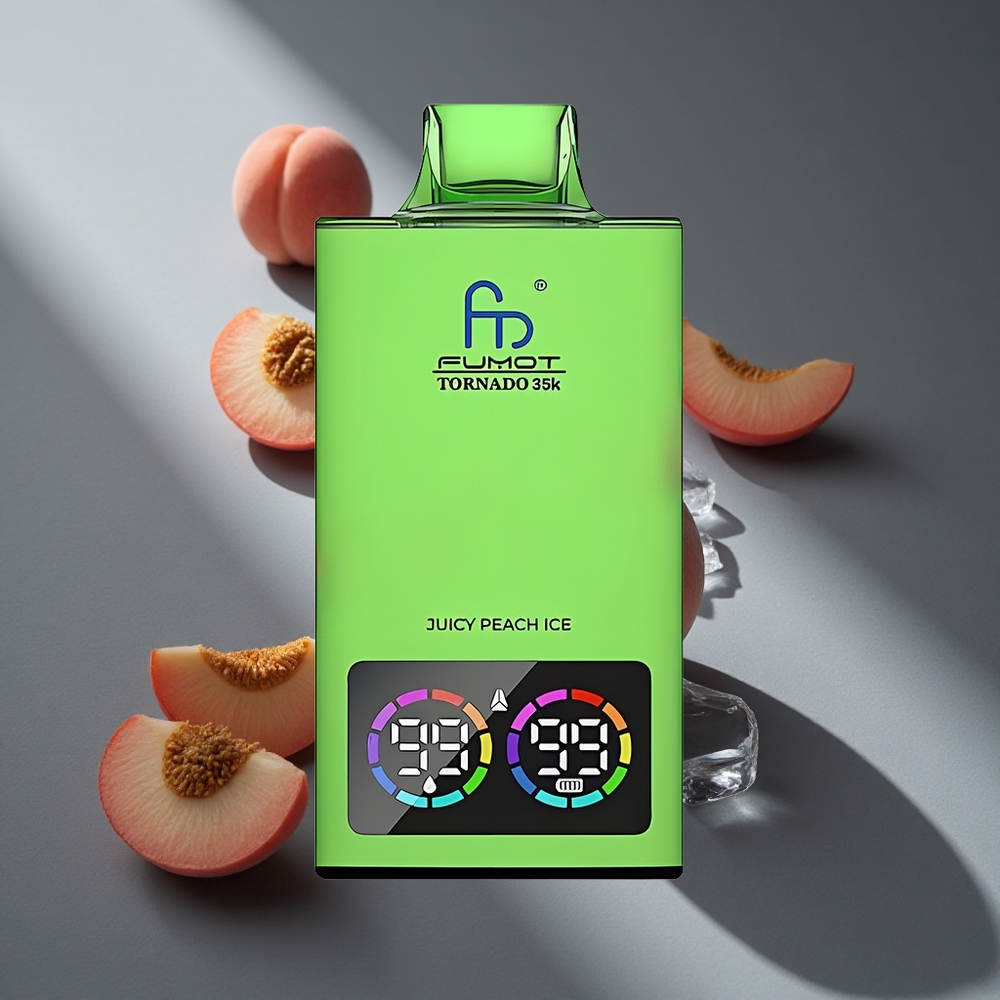 Melocotón Jugoso Helado Fumot Tornado 35000 Doble Bobina Malla y Luz RGB Variable Peru wholesale