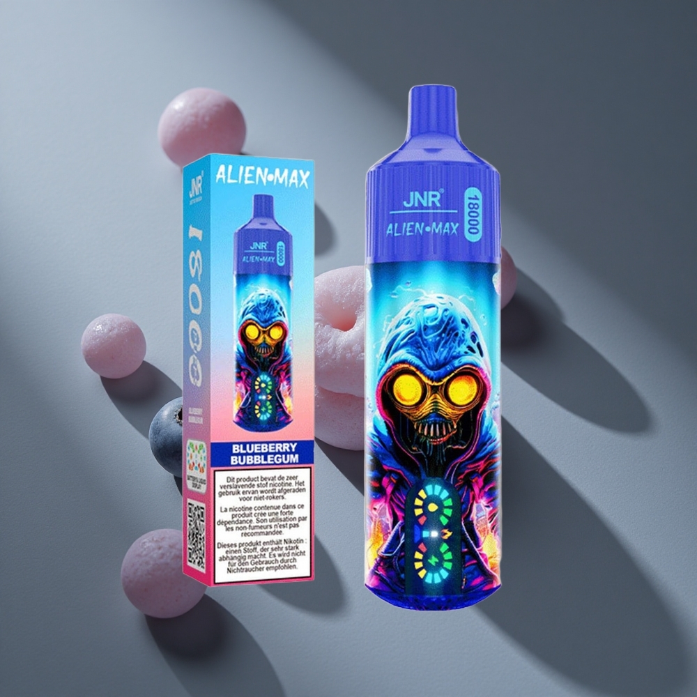 Arándano Chicle JNR Alien Max 18000 Puffs Pantalla LED Inteligente Carga Rápida Type-C Peru wholesale