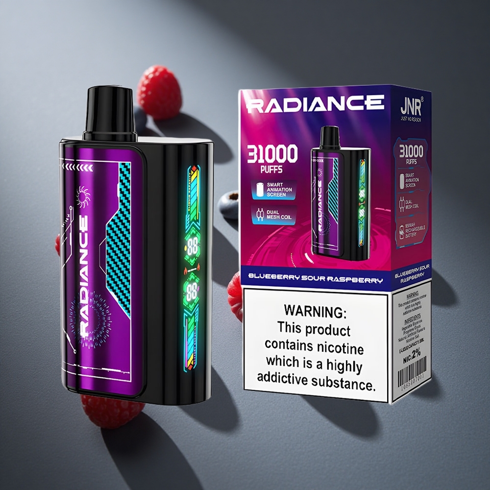Arándano Agrio Frambuesa JNR Radiance 31000 Puffs Pantalla Inteligente Peru wholesale