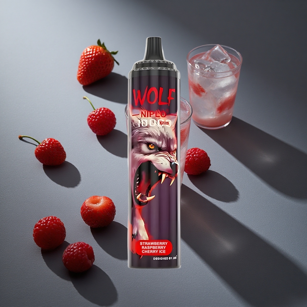 Fresa Frambuesa Cereza Hielo JNR Wolf Niplo 10000 Puffs 20ml 0%/2%/5% Nicotina Peru wholesale